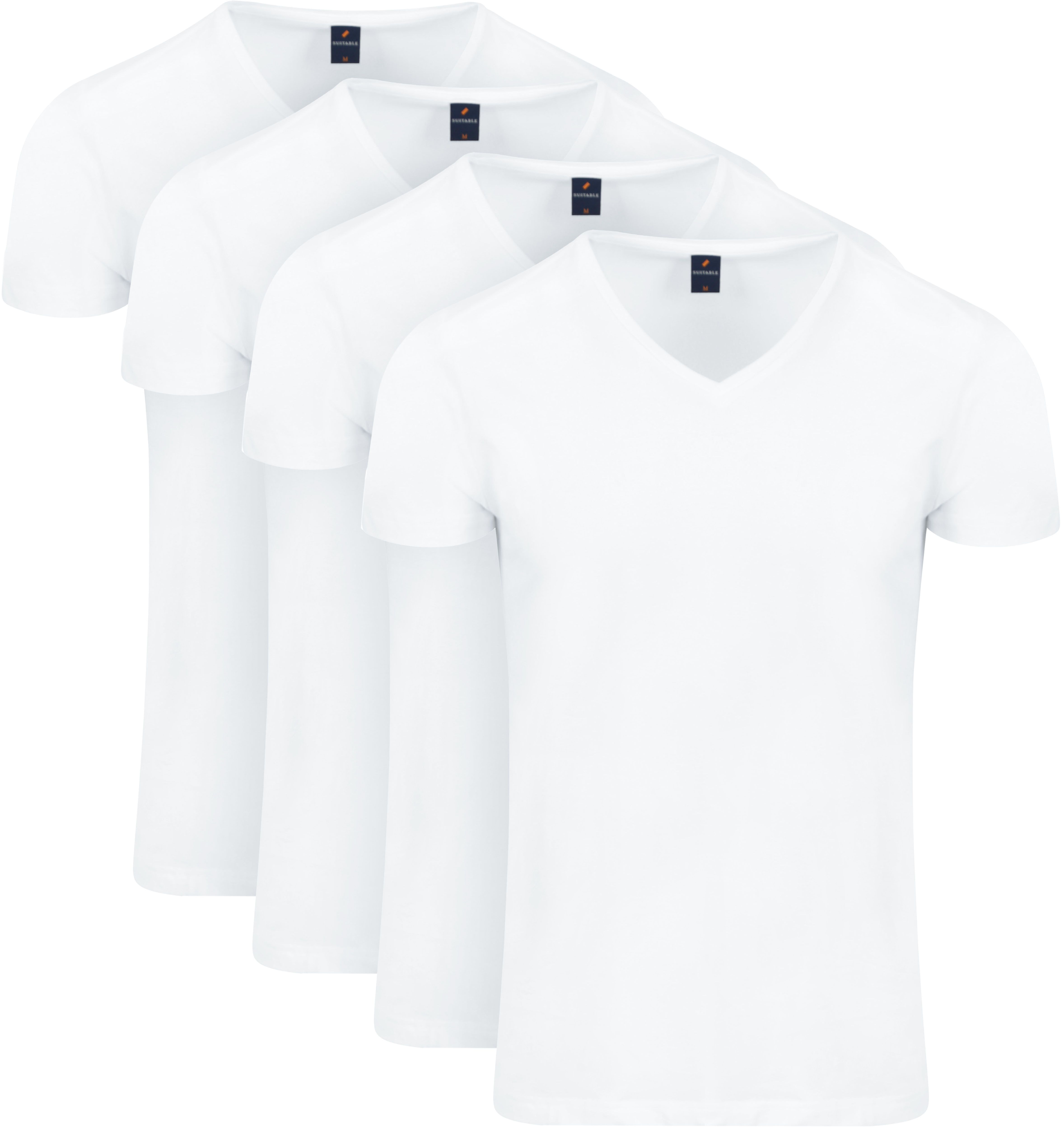 Vitasu T-shirt med V-hals hvid 4-pak