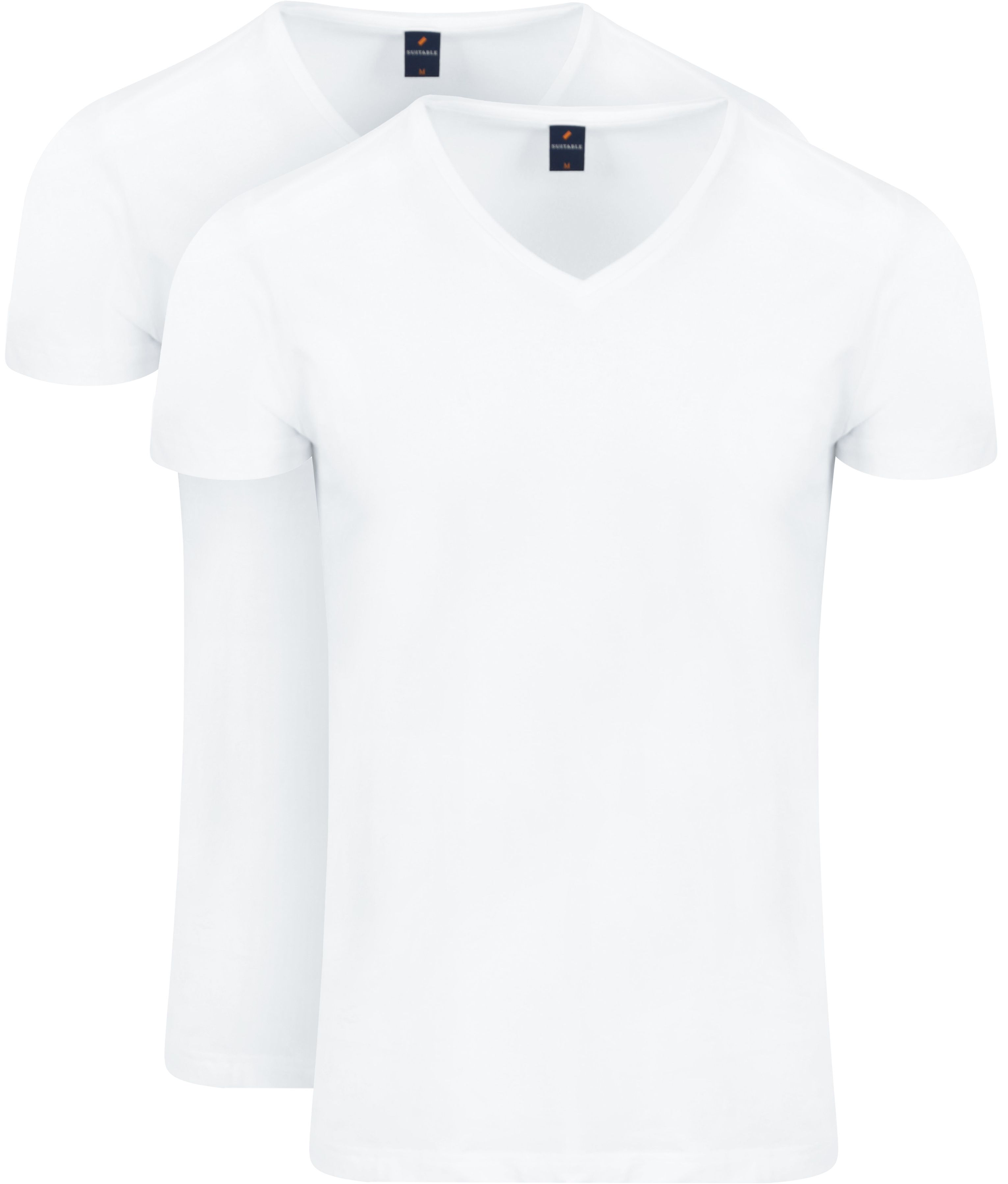 Vitasu T-Shirt z dekoltem w serek biały 2-pack