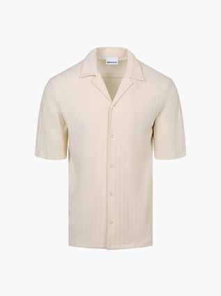 Supply & Co Chemise à Manches Courtes Stretch Blanc Cassé