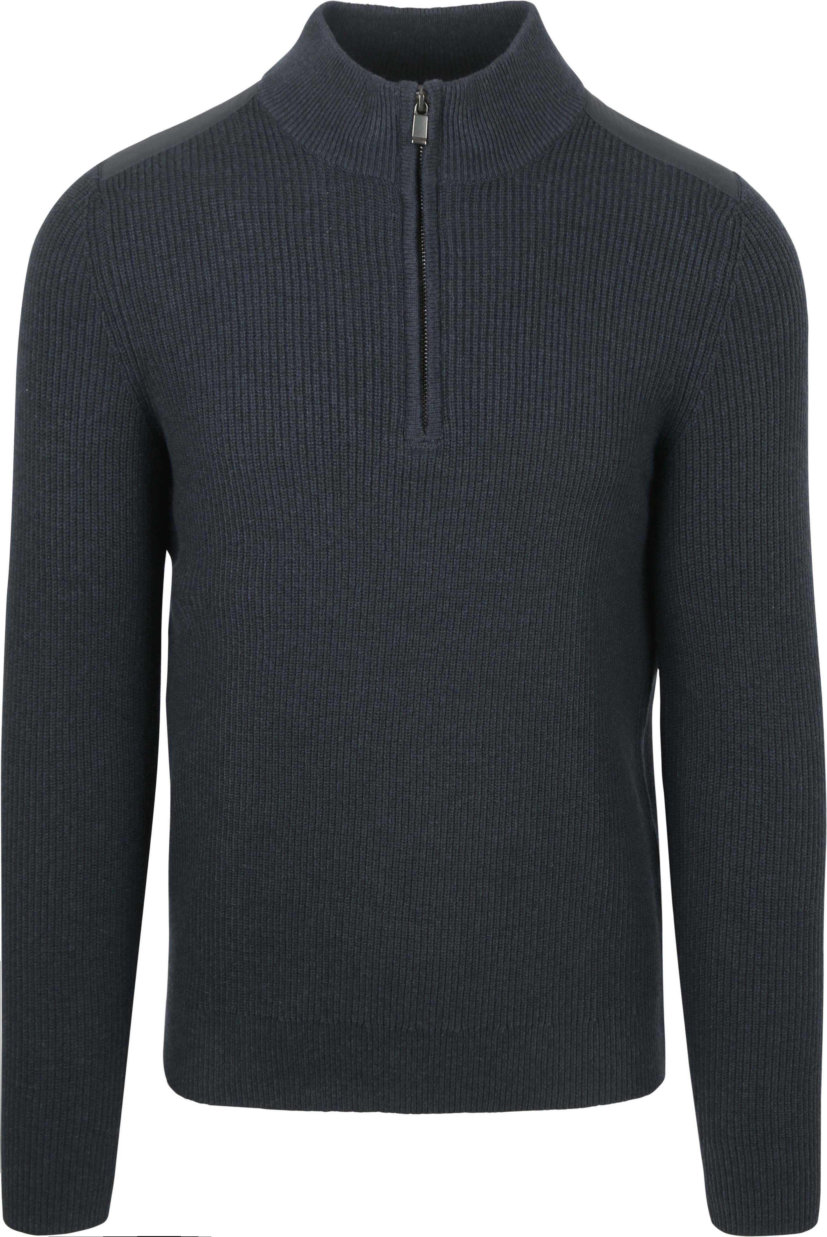 Sweter Suitable Half Zip z naszywką, granatowy