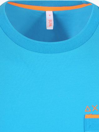 Sun68 Piqué T-Shirt Fluo Stripe Blau