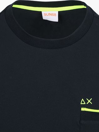 Sun68 Piqué T-Shirt Fluo Stripe Navy