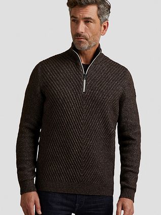 Vanguard half-zip trøje i uld, Brun