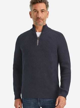 Vanguard Halfzip Pullover Struktur Wool Mix Navy