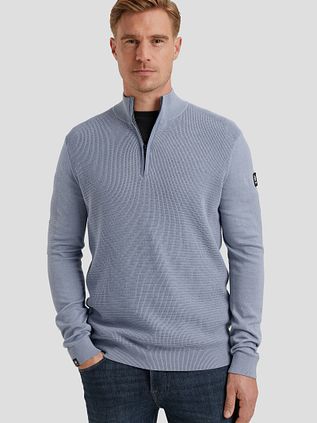 Vanguard Sweater Half Zip Textured Blue