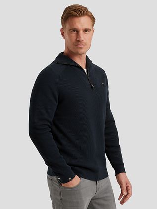 Vanguard Pullover halber Reißverschluss strukturiert Rib Navy