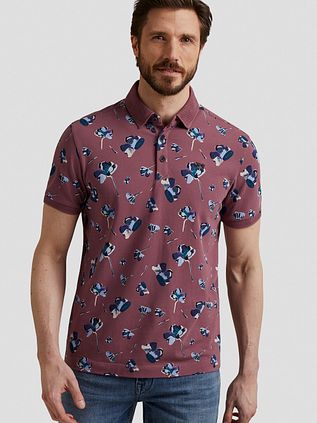 Vanguard Polo Shirt Piqué Flowers Dark Pink