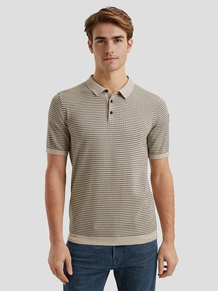 Vanguard Knitted Polo Shirt Print Beige