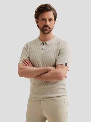 Vanguard Strick-Poloshirt Half-Zip Beige