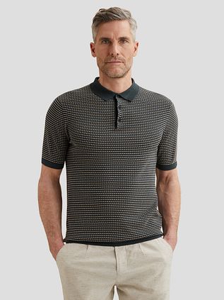 Vanguard Knitted Polo Shirt Stripes Navy