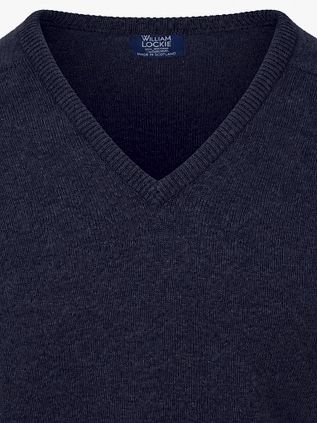 William Lockie V-Neck Lambswool Oxford Blue