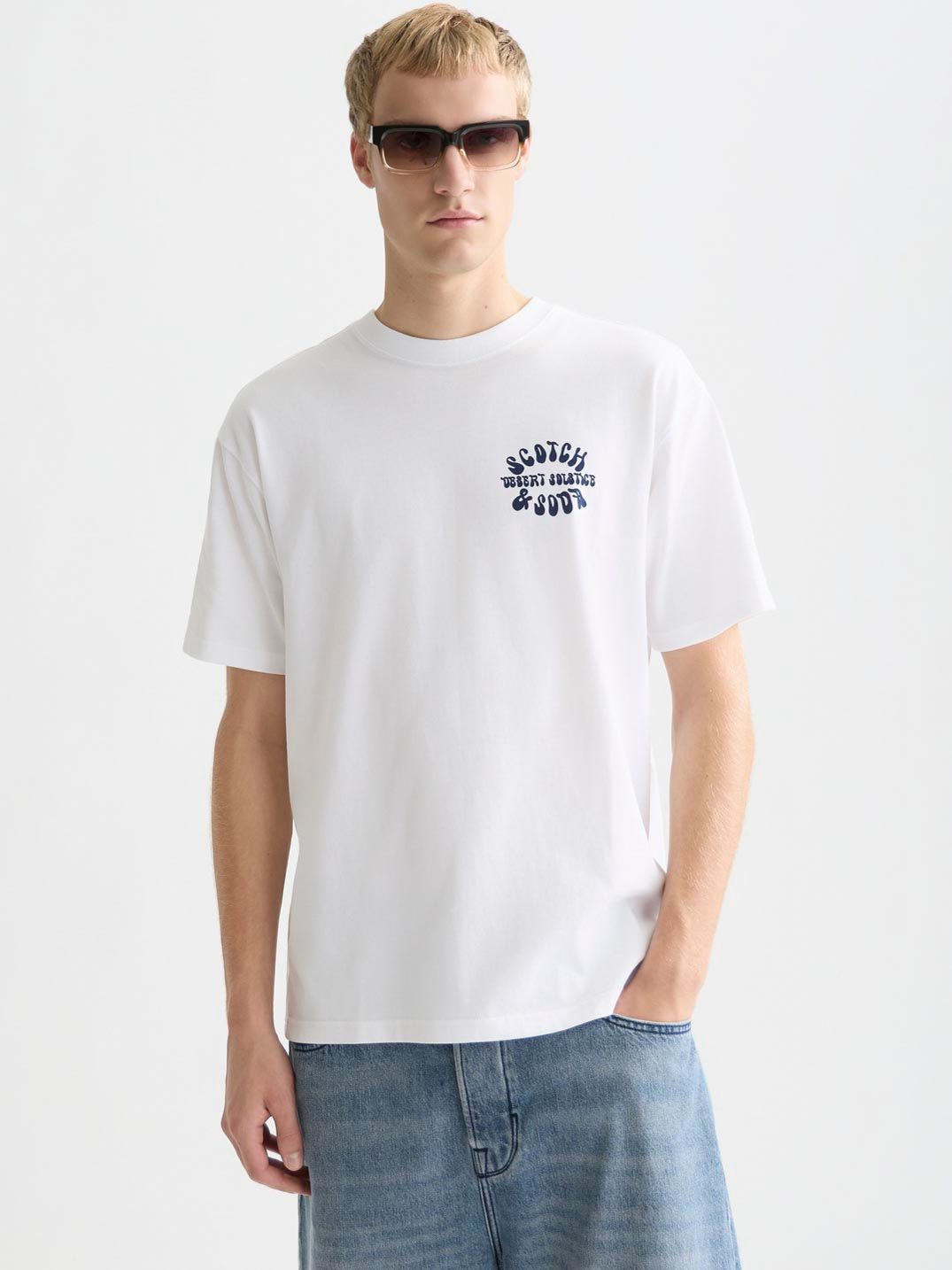 Scotch and Soda T-Shirt Backprint White Model / Voorkant