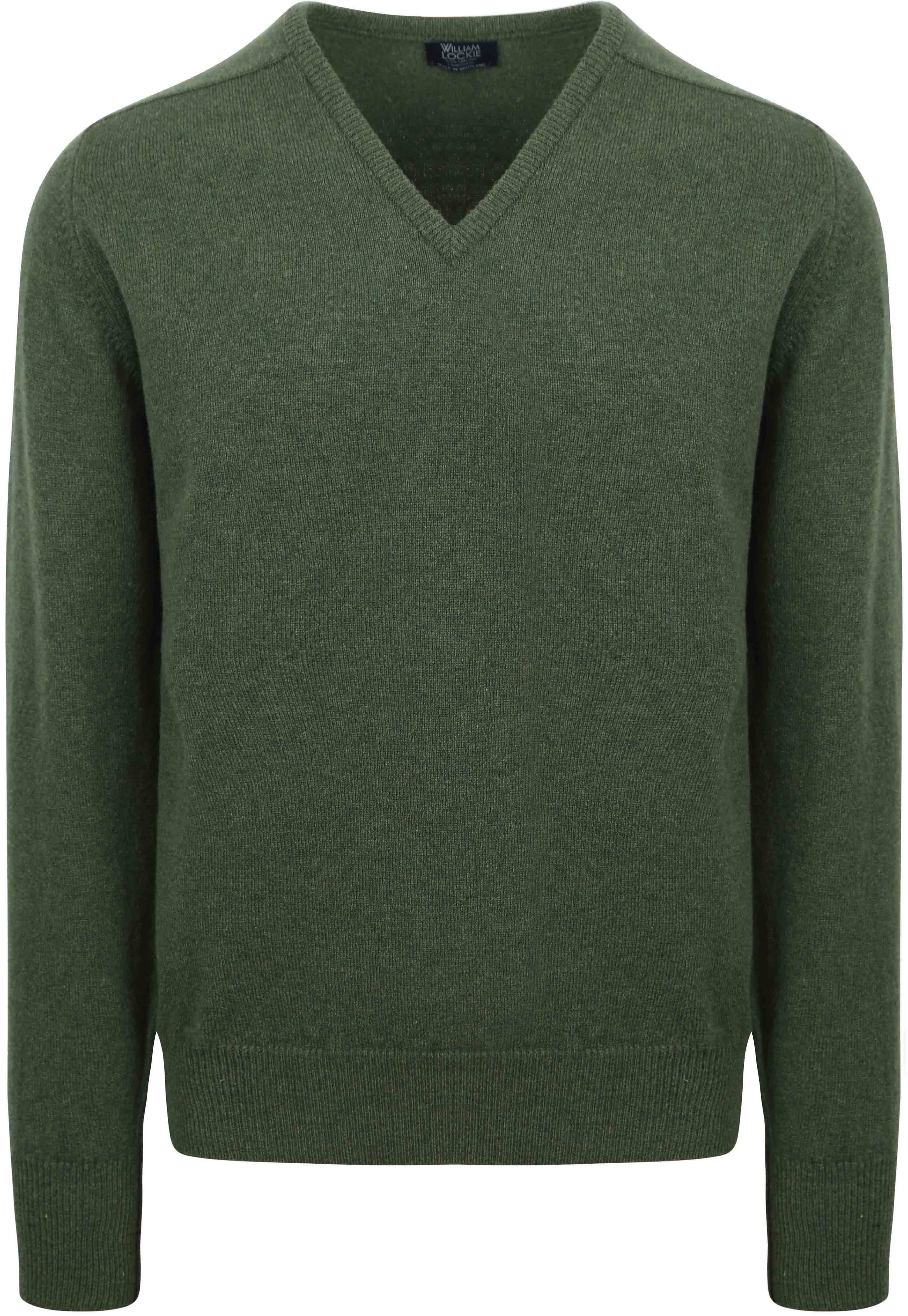 sweter z jagnięcej wełny z dekoltem w serek Rosemary zielony