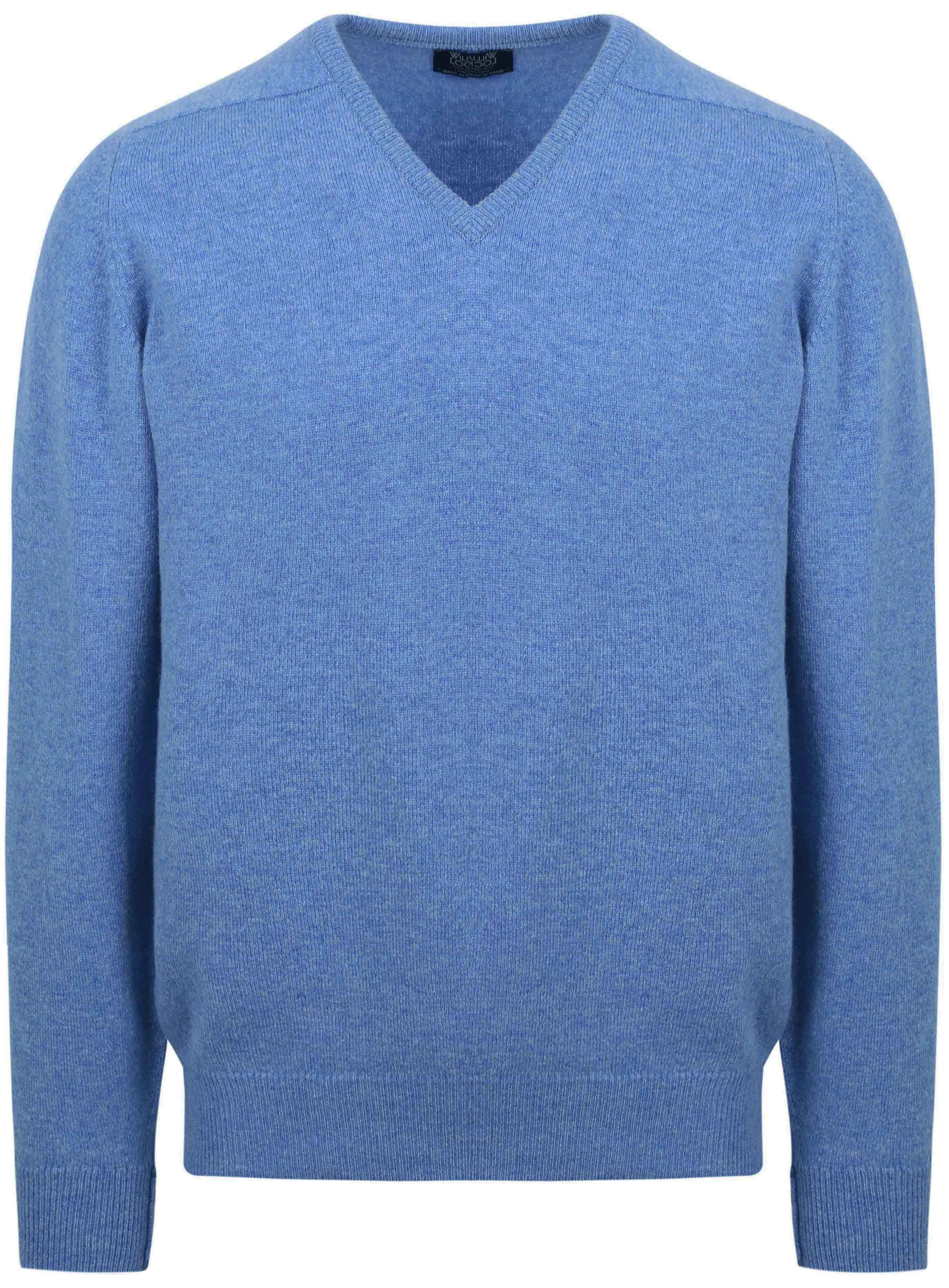 V-Ausschnitt Pullover Lammwolle Jeans Melange