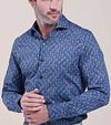 R2 Overhemd Print Donkerblauw Model / Voorkant