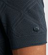 Cast Iron Knitted Half Zip Poloshirt Structuur Blauw Model / Detail