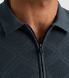 Cast Iron Knitted Half Zip Poloshirt Structuur Blauw Model / Detail