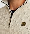 PME Legend Pull Knitted Half Zip Ecru Model / Detail