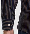 Vanguard Hemd Streifen Navy Braun Model / Detail