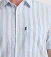 Vanguard Short Sleeve Overhemd Linnen Streep Lichtblauw Model / Detail