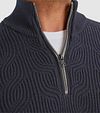 Sweter Vanguard z krótkim zamkiem, strukturalny, z mieszanki wełny, granatowy Model / Detail