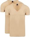 Suitable T-shirt Beżowy 160-2 DeepV strech Khaki 2-pack