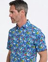 R2 Overhemd Korte Mouwen Print Blauw Model / Zijkant