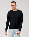 Sweter Olymp z okrągłym dekoltem z wełny, granatowy Model / Voorkant