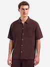 No Excess Short Sleeve Overhemd Linen Blend Bruin