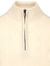 Steppin' Out Lau Pull Merino Half Zip Cable Ecru