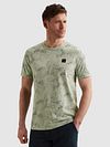 PME Legend Slub Jersey T-Shirt Allover Print Cameo Green Model / Voorkant
