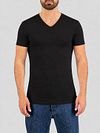Garage Stretch Basic T-Shirt Schwarz Tiefer V-Hals