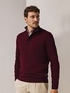 State Of Art Pull Half Zip Wool Blend Burgundy Model / Voorkant