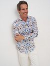 R2 Skjorte Linskjær Flowers Blå Beige Model / Voorkant