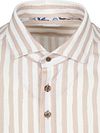 R2 Overhemd Linnen Blend Strepen Beige