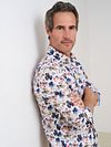 R2 Skjorte Linblanding Flowers Multicolour Model / Voorkant