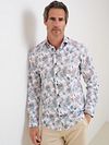 R2 Shirt Leaves Print Beige Model / Voorkant