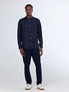 Scotch and Soda Linen Mao Shirt Navy Model / Voorkant