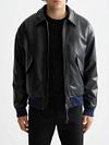 Scotch and Soda Faux Leather Bomberjacke Schwarz Model / Voorkant