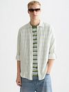 Scotch and Soda Striped Linskjorte Hvit Model / Voorkant