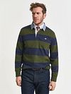 Gant Heavy Rugger Shield Longsleeve Polo Stribet Marine Grøn Model / Voorkant