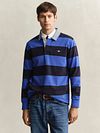 Gant Heavy Rugger Shield Polo Shirt Stripes Navy Royal Blue Model / Voorkant