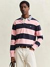 Gant Heavy Rugger Shield Polo Shirt Stripes Navy Pink Model / Voorkant