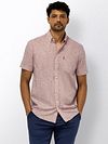 State of Art Short Sleeve Shirt Faux Stripe Burgundy Model / Voorkant