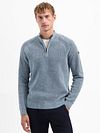No Excess Half Zip Pullover Chenille Blue