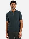 No Excess Knitted Slub Poloshirt Dark Steel Model / Voorkant