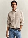 Gant Chemise Coton Lin Beige Model / Voorkant