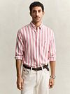 Gant Chemise Coton Lin Rayée Rose Model / Voorkant
