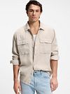 BOSS Overshirt Locky Linen Beige Model / Voorkant