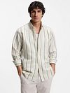 BOSS Relegant Overhemd Linen Blend Streep Model / Voorkant